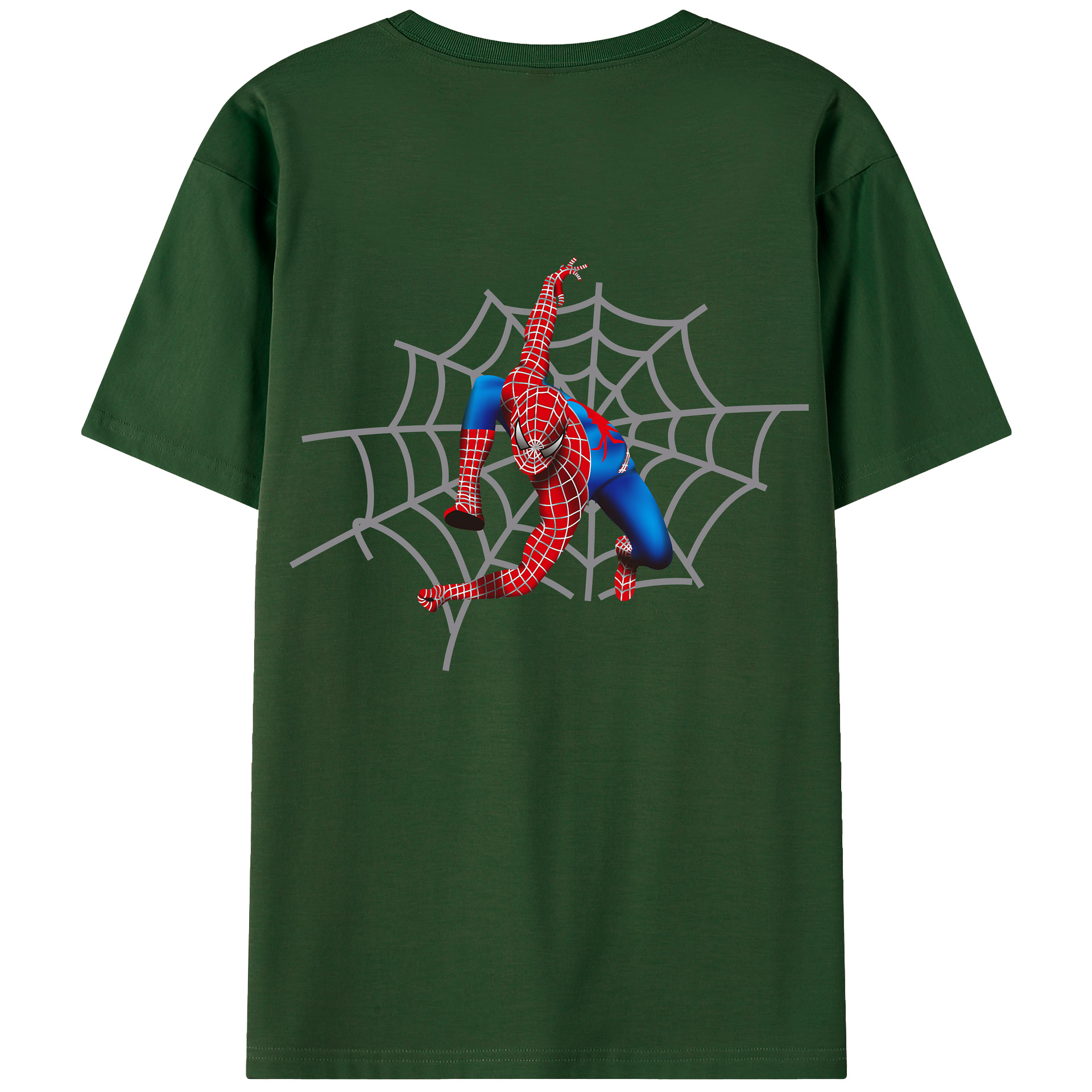 （画像用） Spider Man スパイダーマン 綿100％半袖Tシャツ（背面プリント）
